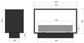 InFire - Beépített BIO kandalló 48,5x83,5 cm 3,5kW fekete