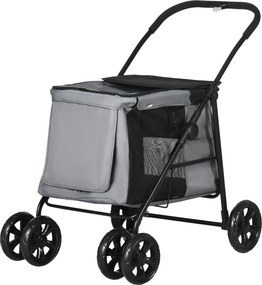 PawHut Kutya Kocsija, Összecsukható Kutya Babakocsi, Kutya Trolley Párnával, Macska Kocsi 20 kg-ig, Macska Ménes Kicsi és Közepes Méretű Kutyák Számár