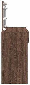 barna tölgy színű fésülködőasztal LED-del 100 x 40 x 120 cm