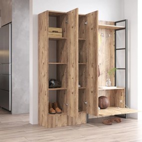 Natúr színű előszoba bútor borovi fenyő dekorral Yvette – Kalune Design