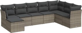 vidaXL 8 részes szürke polyrattan kerti ülőgarnitúra párnákkal