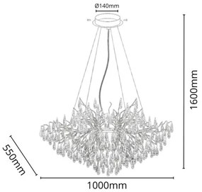 Kristály csillár zsinóron 11xG9/40W/230V arany