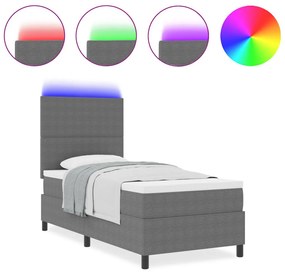 Boxspring ágy matraccal &amp; LED világítással szürke 100x200 cm kordbársony