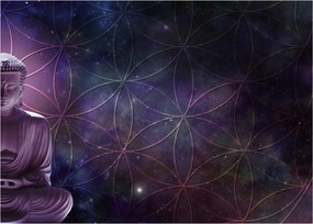 Kép - Buddha az élet virágaival (üvegen) (70x50 cm)