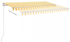sárga és fehér kézzel kihúzható LED-es napellenző 300 x 250 cm