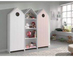 Fehér-világos rózsaszín nyitott gyerek ruhásszekrény 173x171,5 cm CASAMI – Vipack