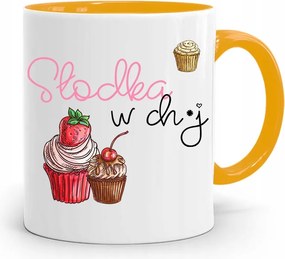 Sárga Bögre Vicces Édes Ch*j Ajándék fényképes nyomtatással