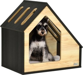 Pawhut Benti Kutya Barlang párnával - Kutya Ház Lejtős Tetővel - Macska Ház Kis Kutyák számára, 8 kg-ig, 60 x 40 x 59,2 cm, Barna | Aosom