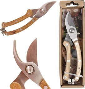 Kerti Metszőolló fa nyéllel, Rozsdamentes Acél. Ajándékdobozban.