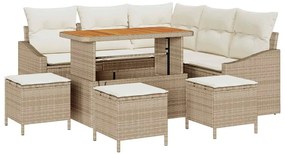 vidaXL Kerti Kanapé Szett párnával 9 pcs Bézs polirattan