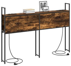 Tárolós Fejtámla Töltő Állomással Füstölt tölgy 135 cm Faanyag