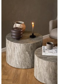 Szürke kerek dohányzóasztal szett kő dekorral, 2 db-os ø 58 cm Dice – Actona