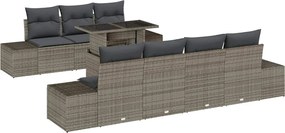 vidaXL Kanapé Szett párnával 8 pcs Szürke polirattan