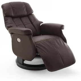 CALGARY Comfort XL Barna bőr relax fotel lábtartóval fekete lábbal
