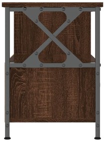 barna tölgyszínű szerelt fa és vas TV-szekrény 90x33x45 cm