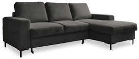 Sötétszürke kordbársony kinyitható sarokkanapé (jobb oldali) Lofty Lilly – Miuform