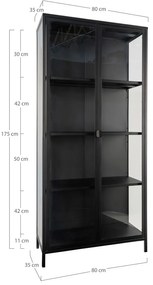 Fekete fém tálalószekrény 80x175 cm Brisbane – House Nordic