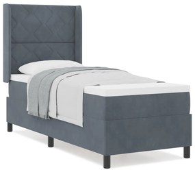 Box Spring Ágy Matrac Sötétszürke 80x200 cm Bársony