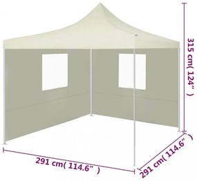 krémszínű összecsukható sátor 2 fallal 3 x 3 méter