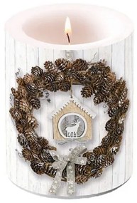 Karácsonyi átvilágítós gyertya Pine Cone Wreath 12x10cm