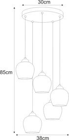 KAJA K-5607 TULA Fekete Színű Függeszték 5xE27 15W IP20