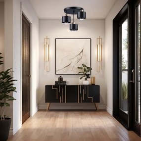 Csillár 3xE27/35W/230V átm. 30 cm fekete/arany