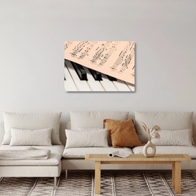 Zongora hangjegyekkel képe (üvegen) (70x50 cm)