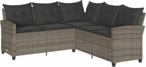 vidaXL szürke polyrattan L-alakú kanapé párnákkal