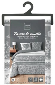 Fehér-szürke kétszemélyes pamut ágyneműhuzat 200x200 cm Annie – douceur d'intérieur