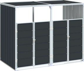 vidaXL antracit acél kerekes szemetes tároló dupla tárolókhoz 138 x 79 x 117 cm