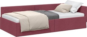vidaXL Sarokágy keret fejtámlával Bordó 90 cm x 190 cm szövet