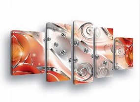 Vászonkép 170x100 moduláris absztrakt virágok rózsák ezüst csillogás stílus