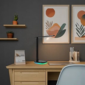 LED RGBW dimmelhető asztali lámpa vezeték nélküli töltéssel LED/7W/5V USB fekete