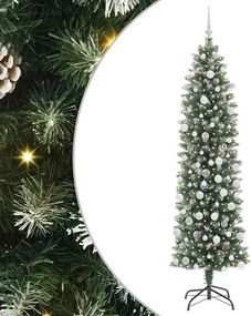 vidaXL Mű Karcsú Karácsonyi Fa 300 LED-del Zöld és Fehér 210 cm