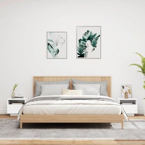 2 db fehér éjjeliszekrény LED-világítással 40 x 39 x 37 cm