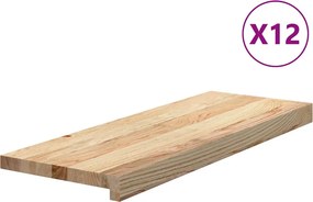 vidaXL 12 db tömör tölgyfa lépcsőfokok kezeletlen 70x25x2 cm