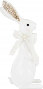 Fehér nyuszi figura masnival húsvéti dekoráció glamour nagy 37,5cm