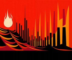 Poszter 60x50cm Városi véres tűz