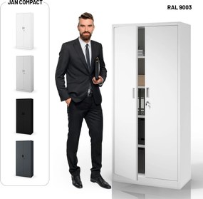Fém öltözőszekrény JAN Compact 1750 x 800 x 400 mm, fehér