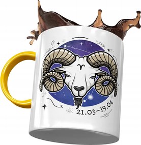 Bögre Sárga Kos Zodiákus jelek Horoszkóp Nyomtatott fényképpel