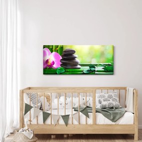 Kép a masszázs kövek és orchideák a vízen (120x50 cm)