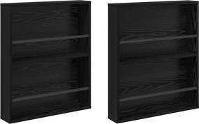 vidaXL Magazin állvány 2 pcs Fekete tölgy 60 x 12 x 70 cm Faanyag