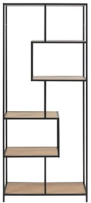 SARON könyvespolc, tölgy/fekete színben