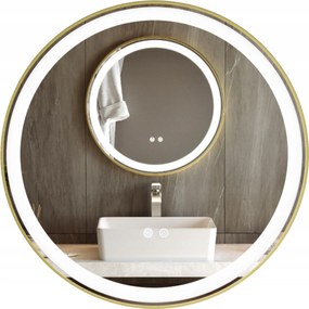 Kerek megvilágított energiatakarékos Led tükör 60x60 Arany Aria