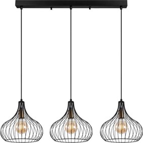 Teldamla 11910 fekete-antik fém függőlámpa, 76 x 22 cm, 3 izzós