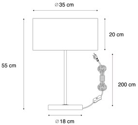 Asztali lámpa sárgaréz lábbal és barna bársony lámpabúrával 35 cm - Kaso