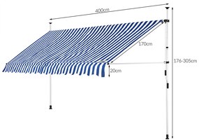 Deuba Napellenző 400 cm - kék/fehér