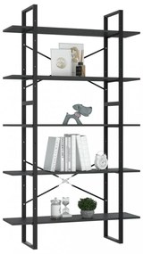 5 szintes szürke szerelt fa könyvszekrény 100 x 30 x 175 cm