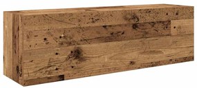 antik fa színű szerelt fa fali fürdőszobaszekrény 100x25x30 cm