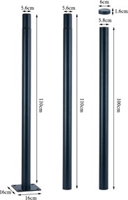 Brilagi - Fémoszlop URBAN kültéri világításhoz, 3 m, antracit